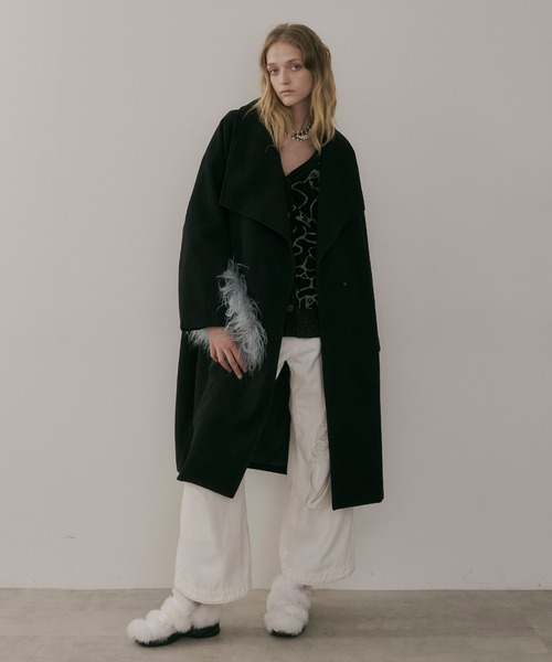 セール】アシンメトリーBIGカラーロングコート（その他アウター）｜LA