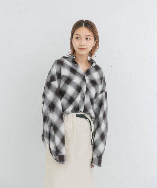 EKAL（エカル）の「バイアスオンブレチェックシャツ（シャツ/ブラウス・レディース・ブラック/レッド・ONE）」の6枚目の写真