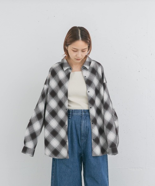 EKAL（エカル）の「バイアスオンブレチェックシャツ（シャツ/ブラウス・レディース・ブラック/レッド・ONE）」の11枚目の写真