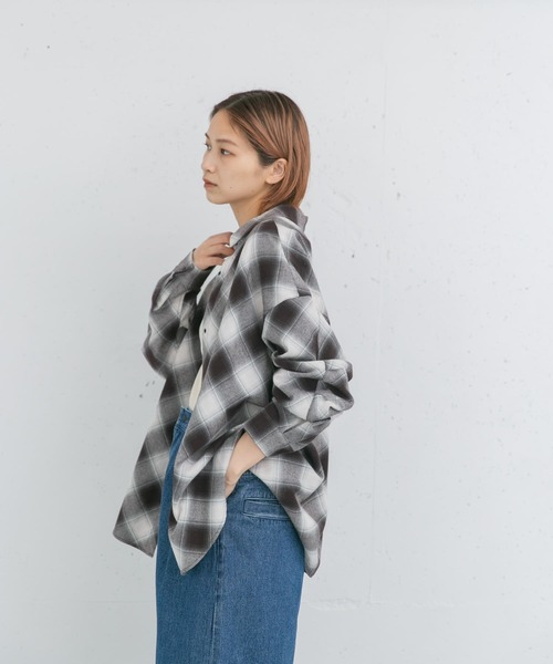 EKAL（エカル）の「バイアスオンブレチェックシャツ（シャツ/ブラウス・レディース・ブラック/レッド・ONE）」の12枚目の写真