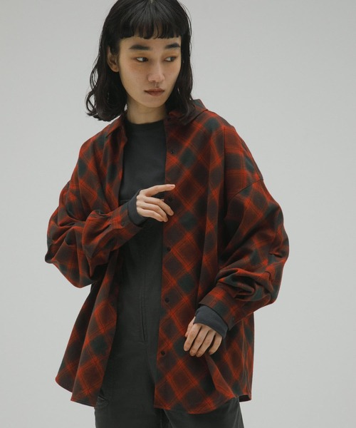 EKAL（エカル）の「バイアスオンブレチェックシャツ（シャツ/ブラウス・レディース・ブラック/レッド・ONE）」の15枚目の写真