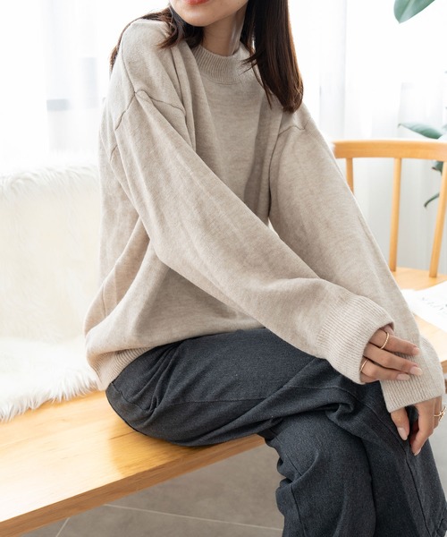 NinaetLina(ニナエリナ)の「ミックスカラーオーバーニット(ニット/セーター・レディース・ネイビー/モカ/パープル/ベージュ/イエロー・FREE)」の16枚目の写真