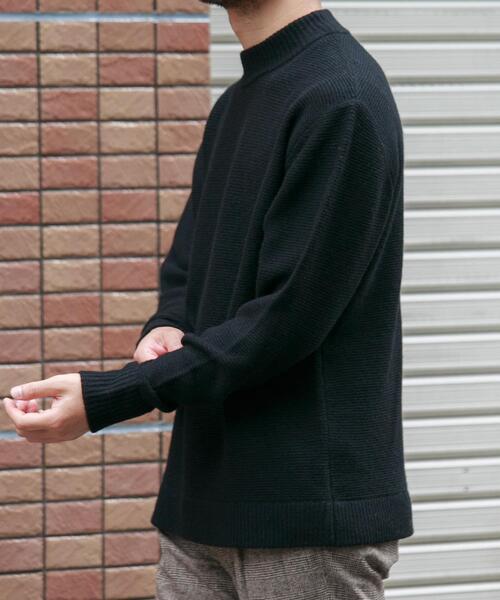 【BLACK】『XLサイズあり』ハミルトンウールガーター編みモックネックプルオーバー URBAN RESEARCH ROSSO｜『XLサイズあり』ハミルトンウールガーター編み