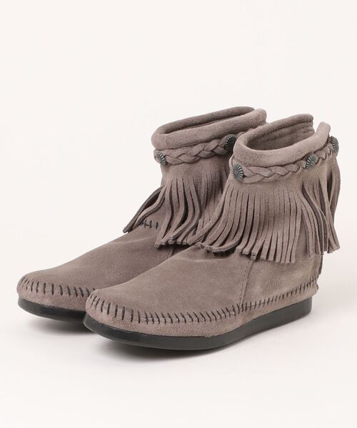 Minnetonka(ミネトンカ)の「★MINNETONKA★ハイ トップ バック ジッパー HI TOP BACK ZIP BOOTS(ブーツ・レディース・グレー/ブラック・5.5/6)」の1枚目の写真