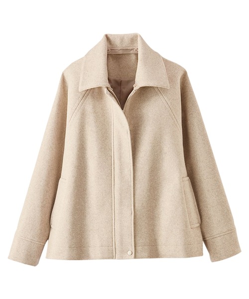 BELLUNA PLUS(ベルーナ)の「2way衿デザインウール調素材ジャケット(ブルゾン・レディース・杢グレー/アイボリー・MEDIUM/X-LARGE/LARGE)」の8枚目の写真