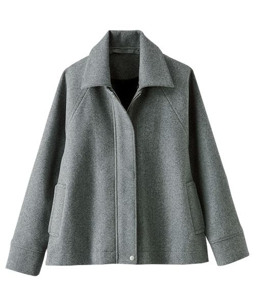 BELLUNA PLUS(ベルーナ)の「2way衿デザインウール調素材ジャケット(ブルゾン・レディース・杢グレー/アイボリー・MEDIUM/X-LARGE/LARGE)」の7枚目の写真