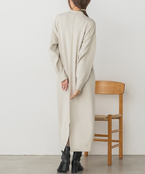 hunch（ハンチ）の「【静電気防止】やわもちヤーン バックスリットワンピース（ワンピース・レディース・モカ/ブラック/アイボリー・FREE）」の8枚目の写真