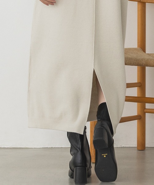 hunch（ハンチ）の「【静電気防止】やわもちヤーン バックスリットワンピース（ワンピース・レディース・モカ/ブラック/アイボリー・FREE）」の11枚目の写真