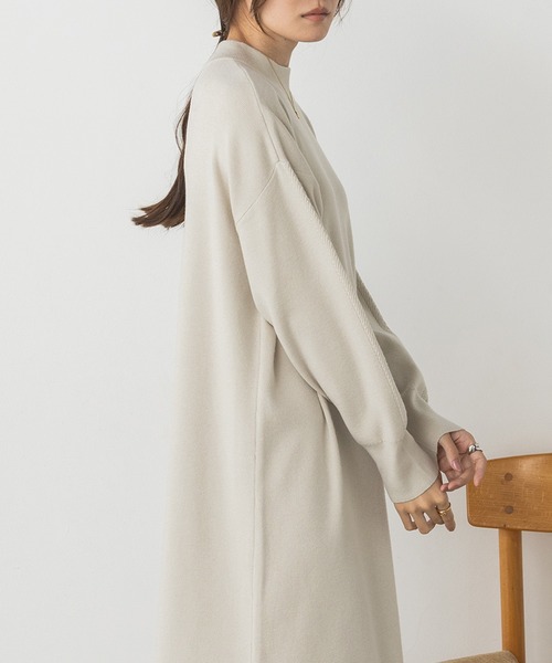 hunch（ハンチ）の「【静電気防止】やわもちヤーン バックスリットワンピース（ワンピース・レディース・モカ/ブラック/アイボリー・FREE）」の13枚目の写真