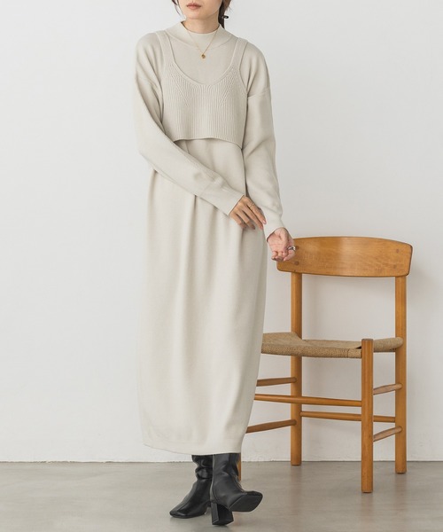 hunch（ハンチ）の「【静電気防止】やわもちヤーン バックスリットワンピース（ワンピース・レディース・モカ/ブラック/アイボリー・FREE）」の14枚目の写真