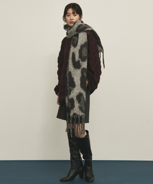 MERLOT（メルロー）の「モヘアライクレオパードマフラー（マフラー・レディース・ベージュ/ブラウン/グレー・FREE）」の8枚目の写真