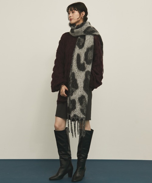 MERLOT（メルロー）の「モヘアライクレオパードマフラー（マフラー・レディース・ベージュ/ブラウン/グレー・FREE）」の9枚目の写真