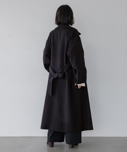A part by(アパートバイ)の「カシープ3WAYスタンドロングコート(ステンカラーコート・レディース・ブラウン/ネイビー/ベージュ/ライトベージュ/グレー/イエロー系その他/ライトピンク/チェック/ブラウン系その他/ベージュ系その他/ナチュラル・SMALL/MEDIUM)」の14枚目の写真