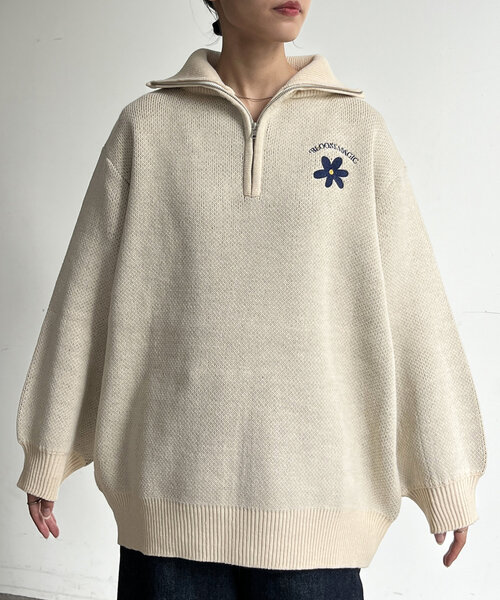 CPCM（シーピーシーエム）の「ジャガードハーフジップニット（ニット/セーター・レディース・ブラック/アイボリー/ネイビー/グレー・FREE）」の10枚目の写真