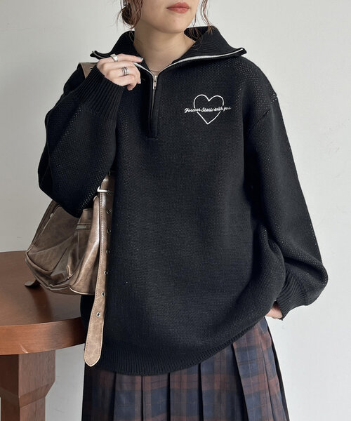 CPCM（シーピーシーエム）の「ジャガードハーフジップニット（ニット/セーター・レディース・ブラック/アイボリー/ネイビー/グレー・FREE）」の18枚目の写真