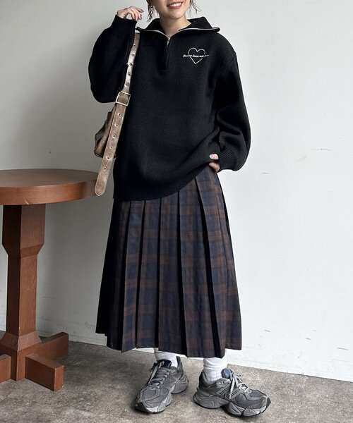 CPCM（シーピーシーエム）の「ジャガードハーフジップニット（ニット/セーター・レディース・ブラック/アイボリー/ネイビー/グレー・FREE）」の21枚目の写真