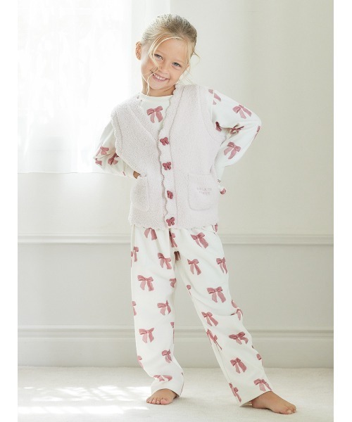 gelato pique（ジェラートピケ）の「【KIDS】リボンジャガードベスト（ルームウェア/パジャマ・キッズ・ピンク・XX-SMALL/X-SMALL/SMALL/MEDIUM）」の11枚目の写真