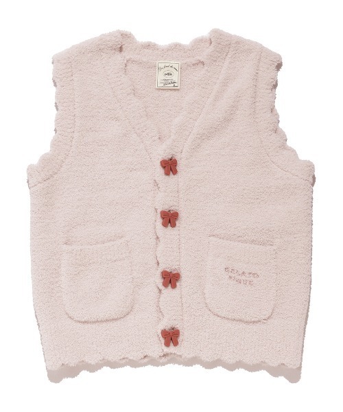 gelato pique（ジェラートピケ）の「【KIDS】リボンジャガードベスト（ルームウェア/パジャマ・キッズ・ピンク・XX-SMALL/X-SMALL/SMALL/MEDIUM）」の2枚目の写真