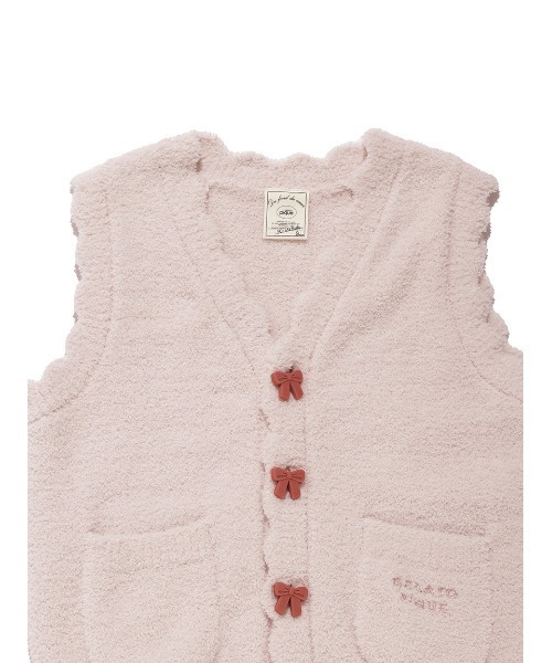 gelato pique（ジェラートピケ）の「【KIDS】リボンジャガードベスト（ルームウェア/パジャマ・キッズ・ピンク・XX-SMALL/X-SMALL/SMALL/MEDIUM）」の4枚目の写真