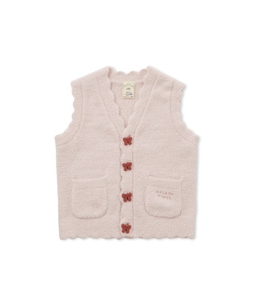 gelato pique（ジェラートピケ）の「【KIDS】リボンジャガードベスト（ルームウェア/パジャマ・キッズ・ピンク・XX-SMALL/X-SMALL/SMALL/MEDIUM）」の8枚目の写真