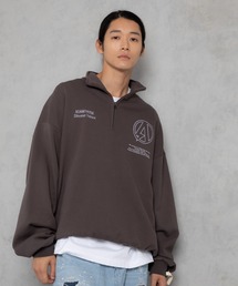 【ADAMPATEK/アダムパテック】logo half zip stand pullover / 刺繍ロゴハーフジッププルオーバースタンドスウェット