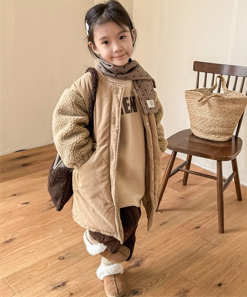 セール】【aimoha-KIDS-】ボア切り替え中綿ジャケット（ダウン