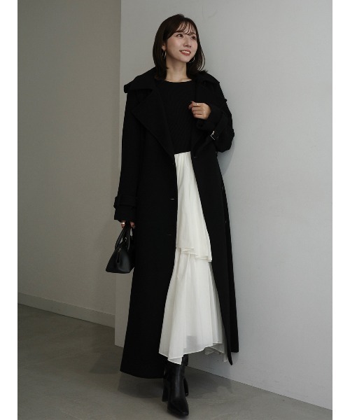 ボートネックイレギュラーヘムドッキングニットワンピース（ワンピース