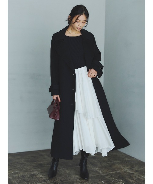 ボートネックイレギュラーヘムドッキングニットワンピース（ワンピース