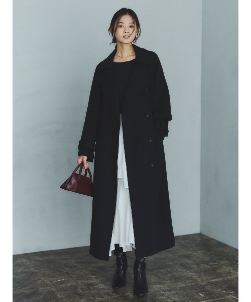 ボートネックイレギュラーヘムドッキングニットワンピース（ワンピース