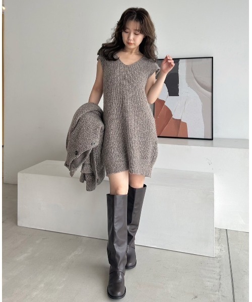 フレイアイディー ロングカーデ&ミニニットワンピセット