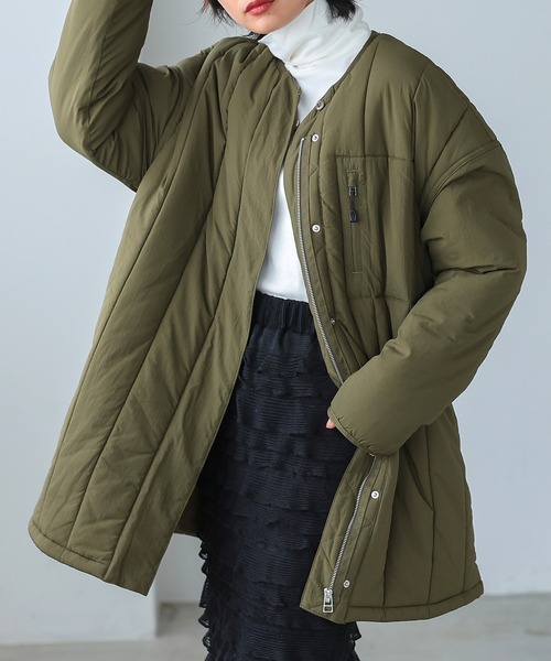 itto...(イット)の「【撥水加工&軽量】軽くて暖か中綿キルティングコート(ナイロンジャケット・レディース・カーキ/ブラック/ベージュ・M/L)」の3枚目の写真