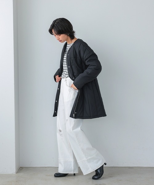 itto...(イット)の「【撥水加工&軽量】軽くて暖か中綿キルティングコート(ナイロンジャケット・レディース・カーキ/ブラック/ベージュ・M/L)」の11枚目の写真
