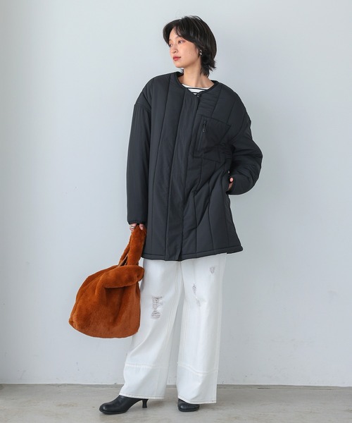 itto...(イット)の「【撥水加工&軽量】軽くて暖か中綿キルティングコート(ナイロンジャケット・レディース・カーキ/ブラック/ベージュ・M/L)」の13枚目の写真