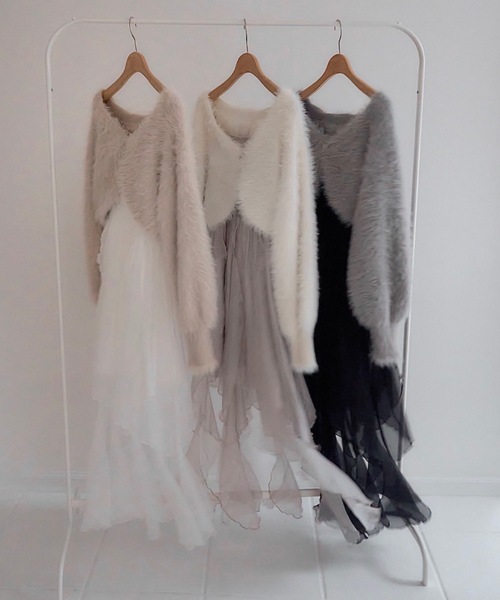 ミシェルマカロン シャギーボレロsetチェックワンピ michellMacaron