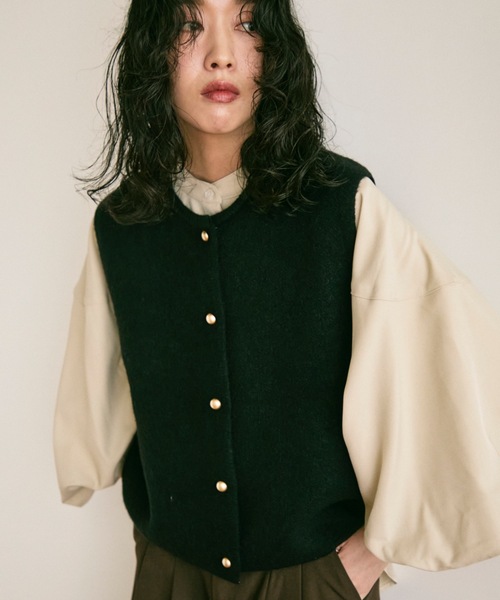 アルアバイル　LOULOU ストライプ ニットベスト 金ボタン アルアバイル LOULOU ストライプ ニットベスト 金ボタン アルアバイル