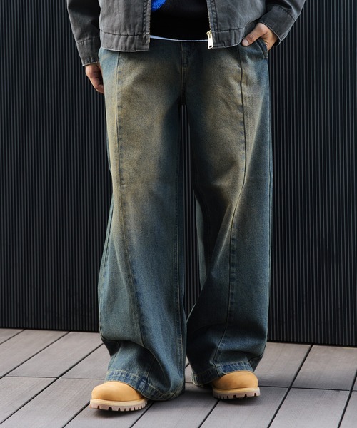BEAMS HEART(ビームスハート)の「ブラスト シーム バギーデニムパンツ(デニムパンツ・メンズ・インディゴブルー/ブラック・SMALL/LARGE/MEDIUM)」の9枚目の写真