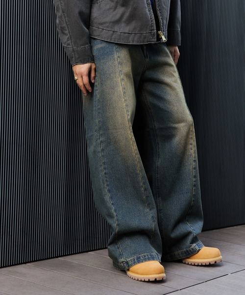 BEAMS HEART(ビームスハート)の「ブラスト シーム バギーデニムパンツ(デニムパンツ・メンズ・インディゴブルー/ブラック・SMALL/LARGE/MEDIUM)」の7枚目の写真