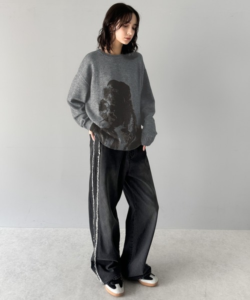 dunhill グラフィックプリント ニット セール】大胆なグラフィックが存在感をプラス。人柄シルエット