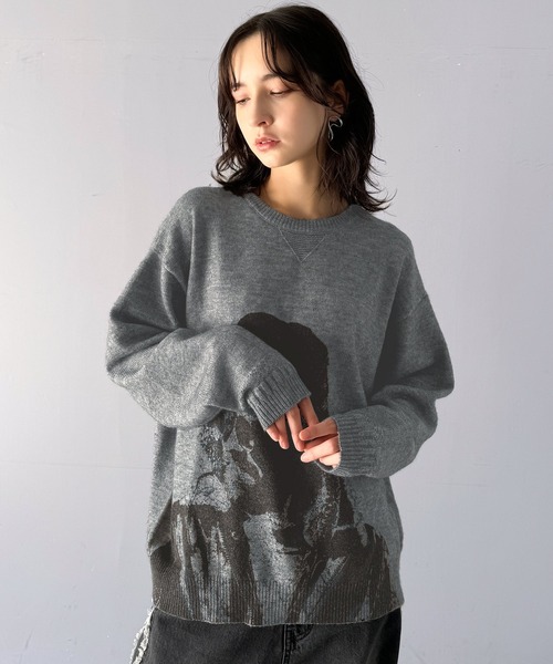 dunhill グラフィックプリント ニット セール】大胆なグラフィックが存在感をプラス。人柄シルエット