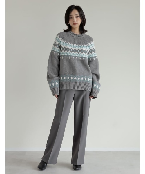 Re:EDIT（リエディ）の「[2024-25 WINTER COLLECTION]ノルディック柄ニットプルオーバー（ニット/セーター・レディース・チャコールグレー/ブルー/ベージュ・MEDIUM/LARGE）」の18枚目の写真