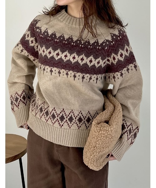 セール】[2024-25 WINTER COLLECTION]ノルディック柄ニットプル