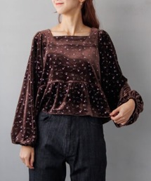 flower | フローラルベロアトップ(Tシャツ/カットソー)