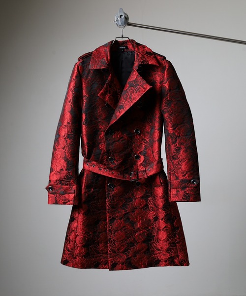 REGIEVO(レジエボ)の「Double trench coat / ダブルトレンチコート unisex(トレンチコート・メンズ・グレー/ブラック/レッド/グレー系・M/L)」の4枚目の写真