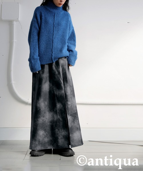 antiqua(アンティカ)の「タイダイ柄レザースカート(スカート・レディース・ブラック・ONESIZE)」の3枚目の写真
