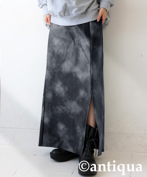 antiqua(アンティカ)の「タイダイ柄レザースカート(スカート・レディース・ブラック・ONESIZE)」の7枚目の写真