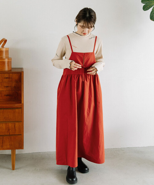 POU DOU DOU（プードゥドゥ）の「フロントリボンキャミワンピース（ワンピース・レディース・レッド/ネイビー/ダークグレー・M）」の20枚目の写真