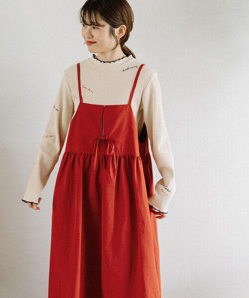 POU DOU DOU（プードゥドゥ）の「フロントリボンキャミワンピース（ワンピース・レディース・レッド/ネイビー/ダークグレー・M）」の22枚目の写真