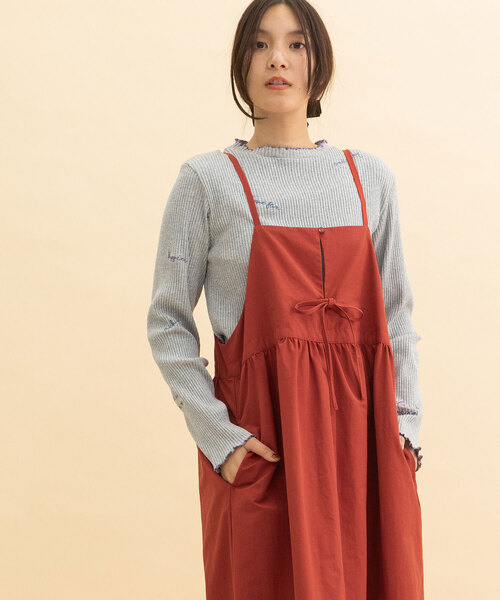 POU DOU DOU（プードゥドゥ）の「フロントリボンキャミワンピース（ワンピース・レディース・レッド/ネイビー/ダークグレー・M）」の6枚目の写真