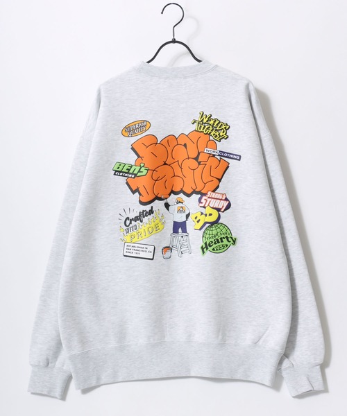 BEN DAVIS/ベンデイビス OVERLAP CREW/オーバーサイズ 裏起毛 ストリート バックプリント ロゴ ワンポイント スウェット トレーナー/レディース メンズ（スウェット）｜BEN DAVIS（ベンデイビス）