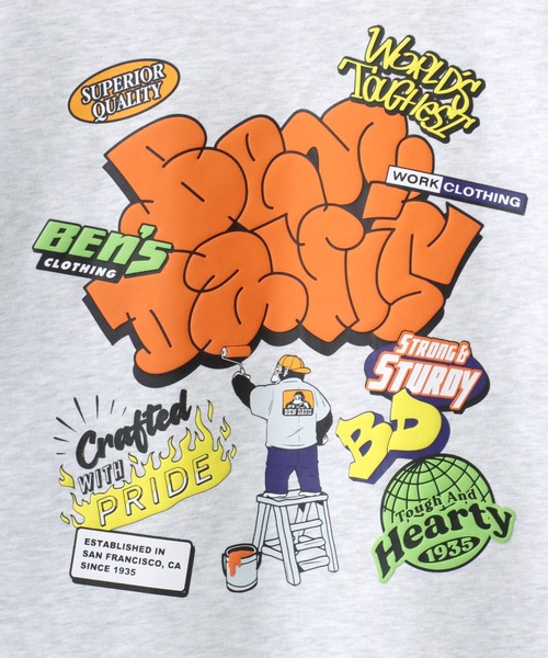 BEN DAVIS/ベンデイビス OVERLAP CREW/オーバーサイズ 裏起毛 ストリート バックプリント ロゴ ワンポイント スウェット トレーナー/レディース メンズ（スウェット）｜BEN DAVIS（ベンデイビス）